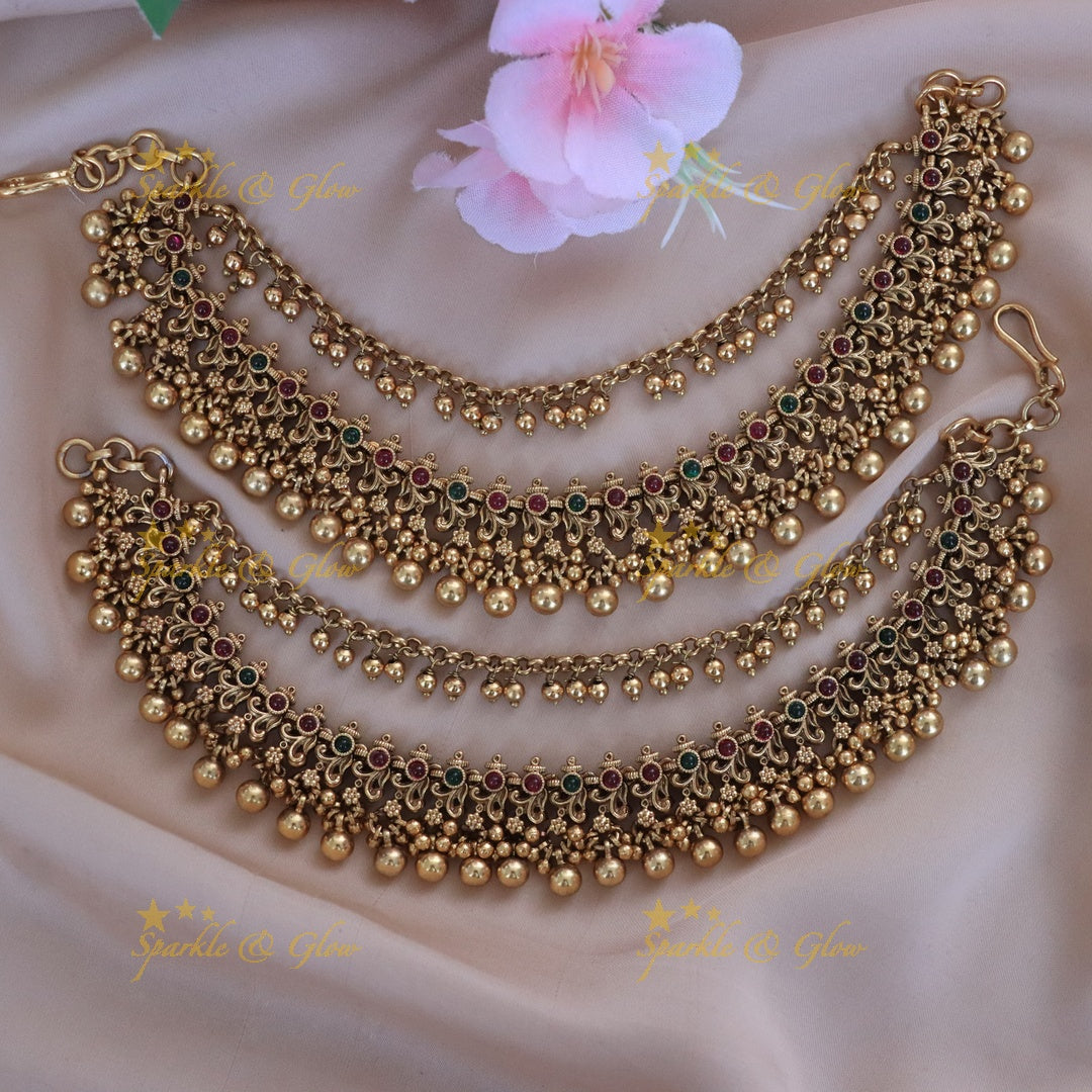 Exquisite Festive Floral Gold Earchains for Celebration