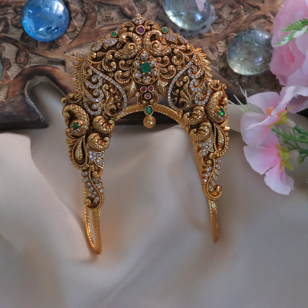 Elegant Gold Peacock Vanki for Ceremonial Elegance
