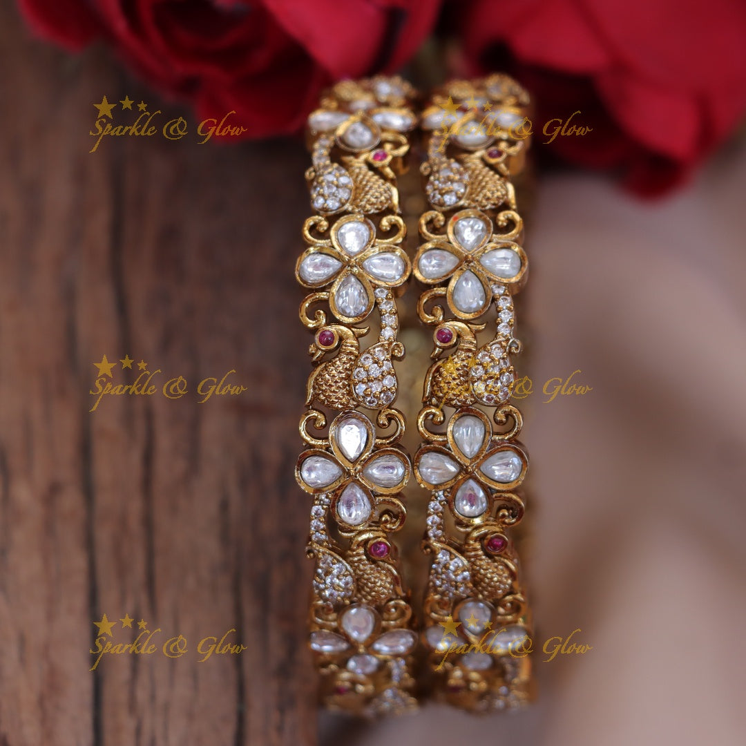 Elegant Floral Peacock Bangles - Perfect Festive Wear