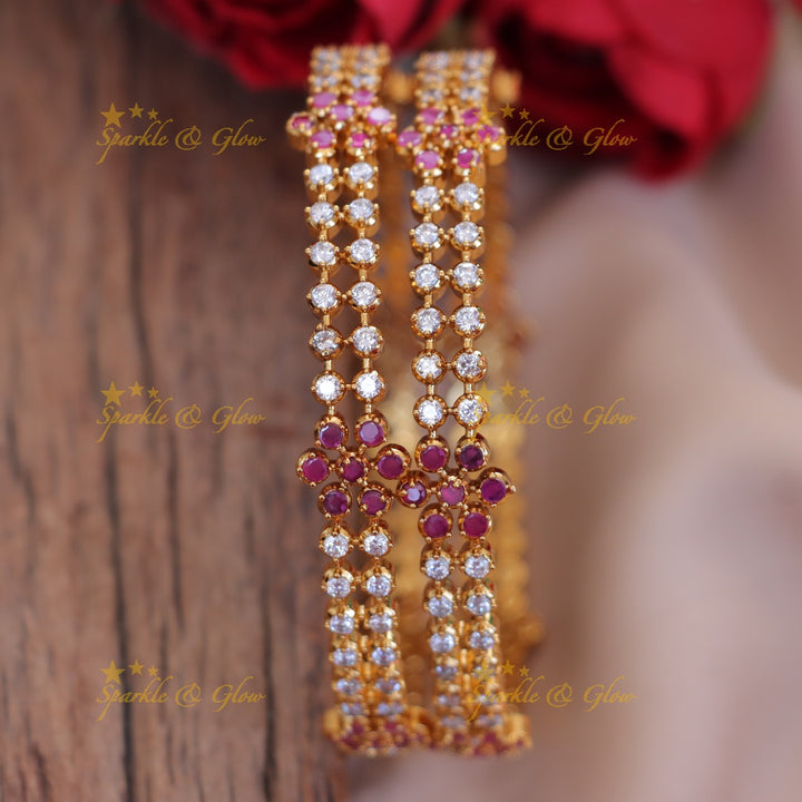 Gold Floral Stone Bangle | Exquisite Festive Jewelry