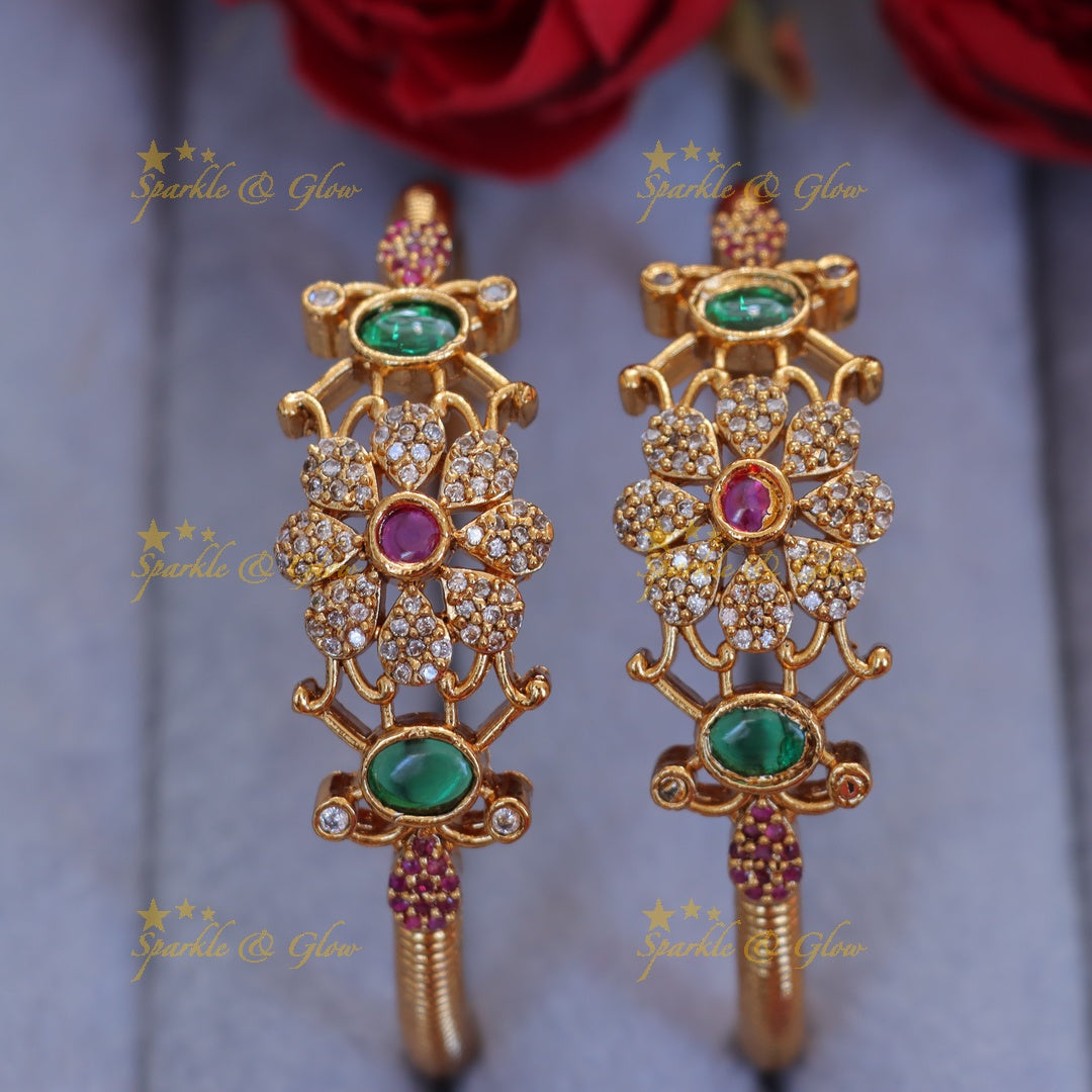 Exquisite Floral Stone Bangles for Festive Elegance