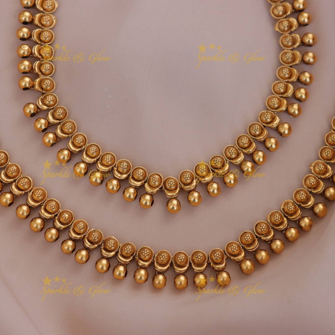 Elegant Floral Anklet with Gold Beads for Festive Shine