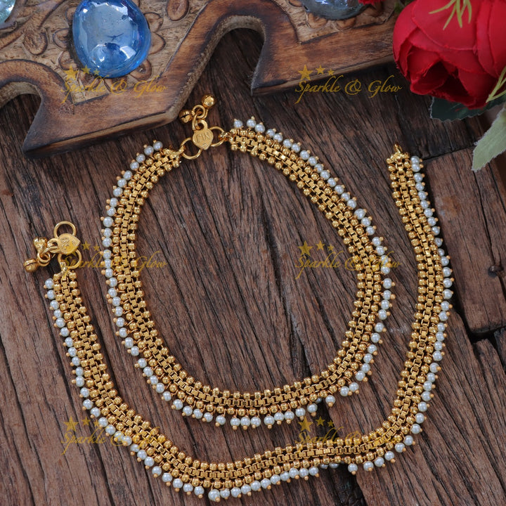 Exquisite Gold Pearl Anklet for Festive Glamour