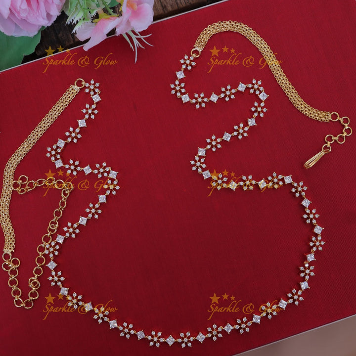 Exquisite Floral Diamond Hip Chain for Festive Elegance