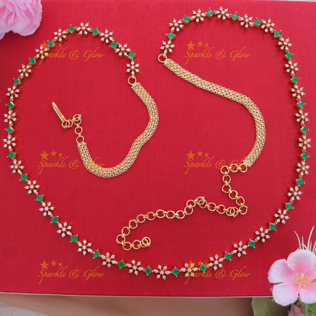 Exquisite Floral Diamond Hip Chain for Festive Elegance