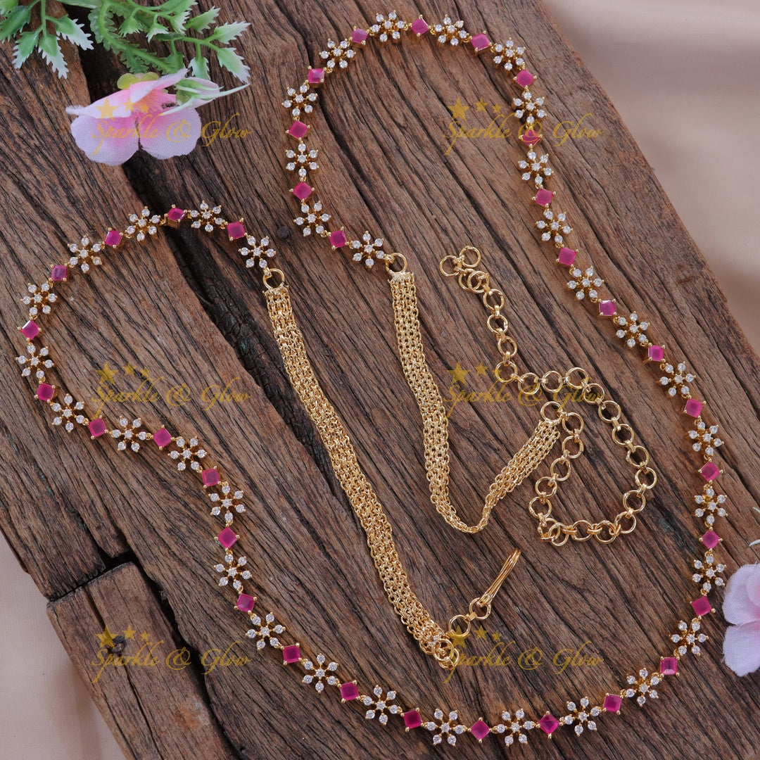 Exquisite Floral Diamond Hip Chain for Festive Elegance