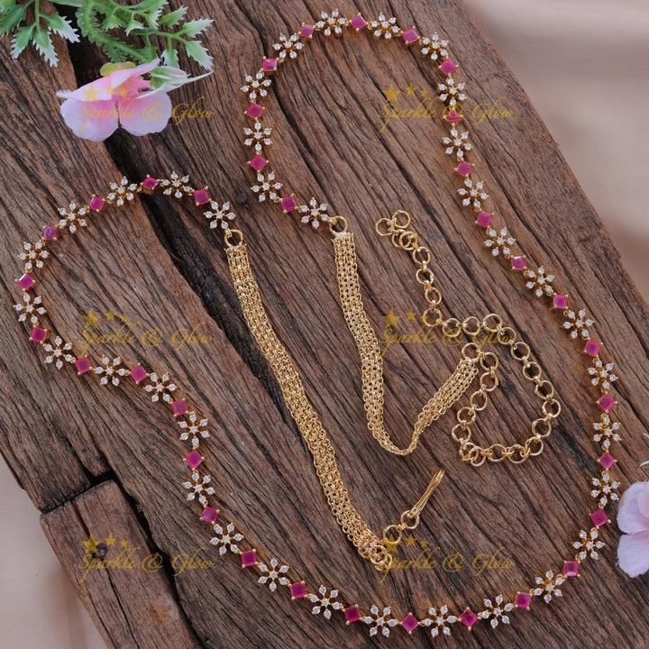 Exquisite Floral Diamond Hip Chain for Festive Elegance