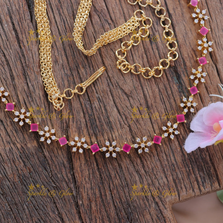 Exquisite Floral Diamond Hip Chain for Festive Elegance