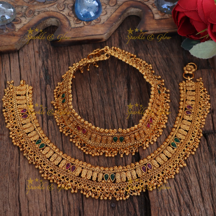 Exquisite Gold Beaded Anklet for Festive Elegance