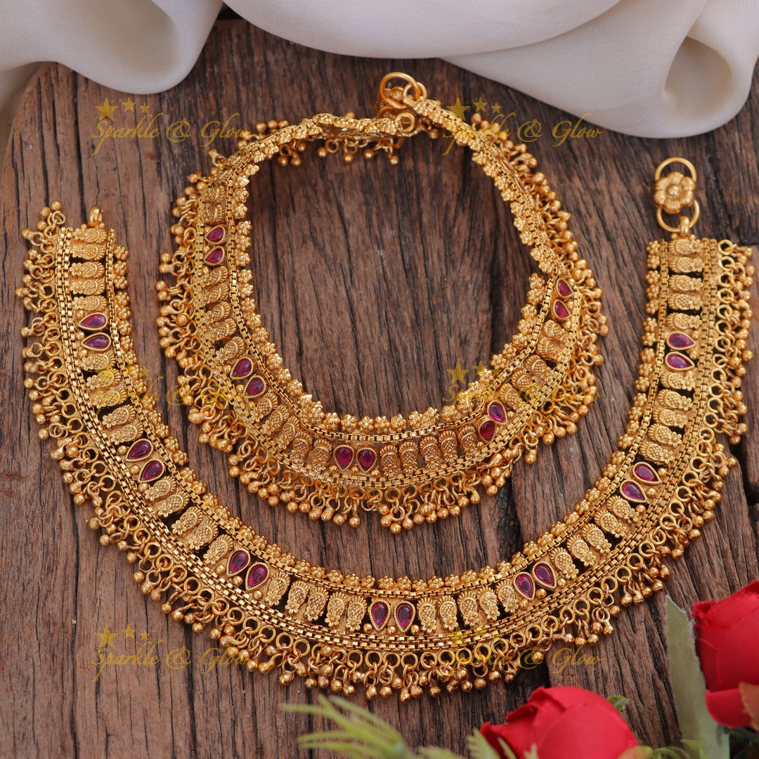 Exquisite Gold Beaded Anklet for Festive Elegance