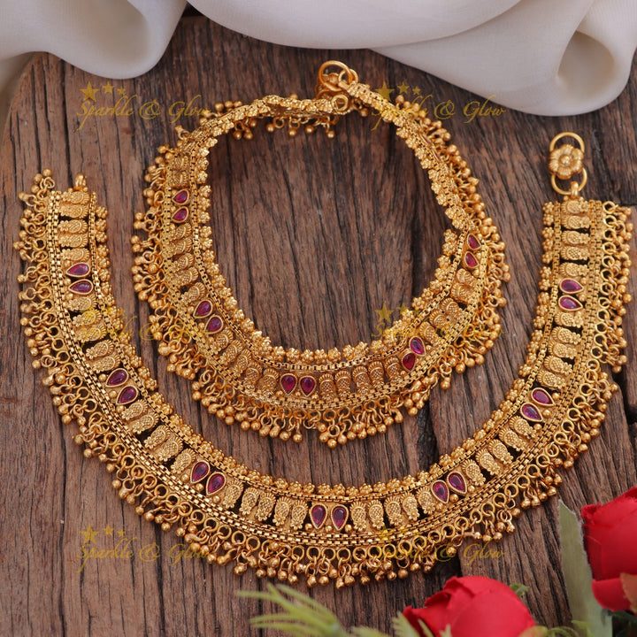 Exquisite Gold Beaded Anklet for Festive Elegance