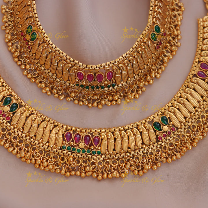 Elegant Peacock Mango Gold Anklet | Perfect for Weddings