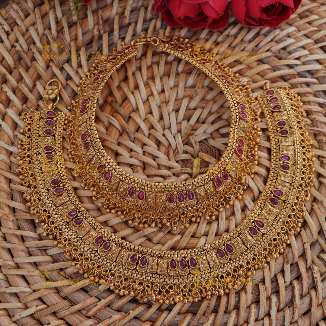 Exquisite Gold Beads Festival Anklet for Your Festive Look