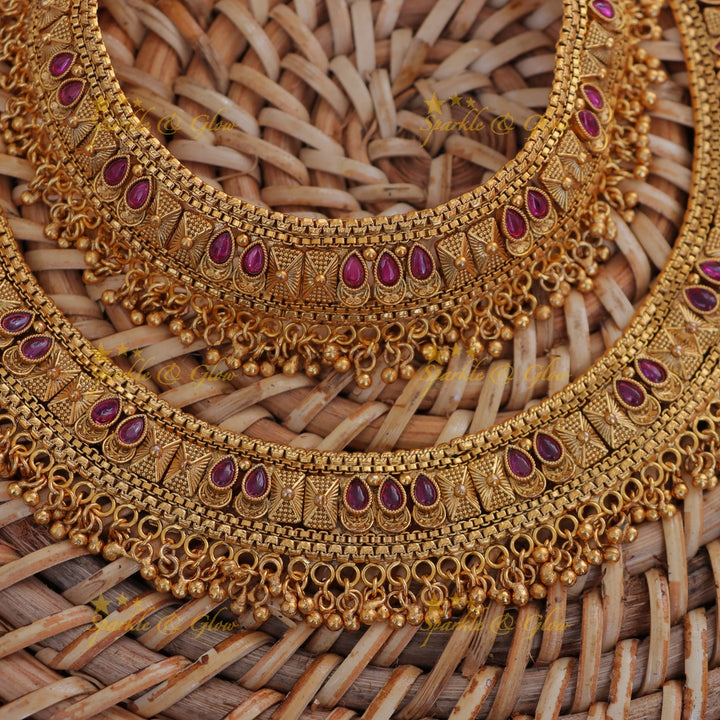 Exquisite Gold Beads Festival Anklet for Your Festive Look