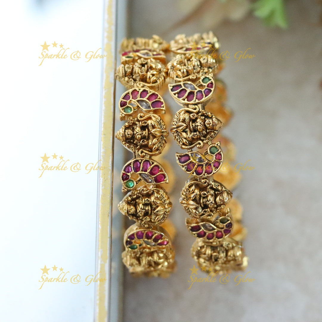 Exquisite Peacock Lakshmi Temple Bangle for Weddings