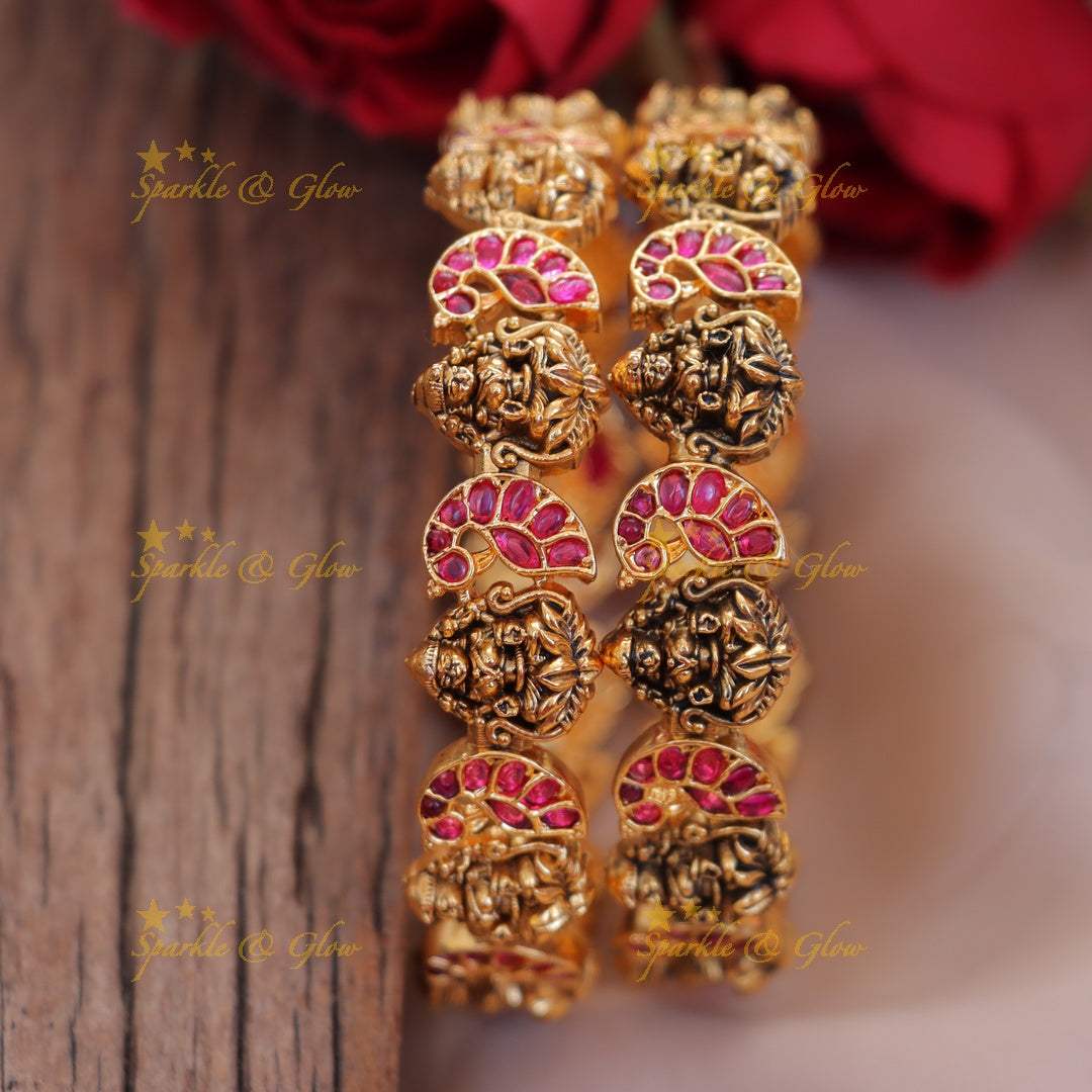 Exquisite Peacock Lakshmi Temple Bangle for Weddings