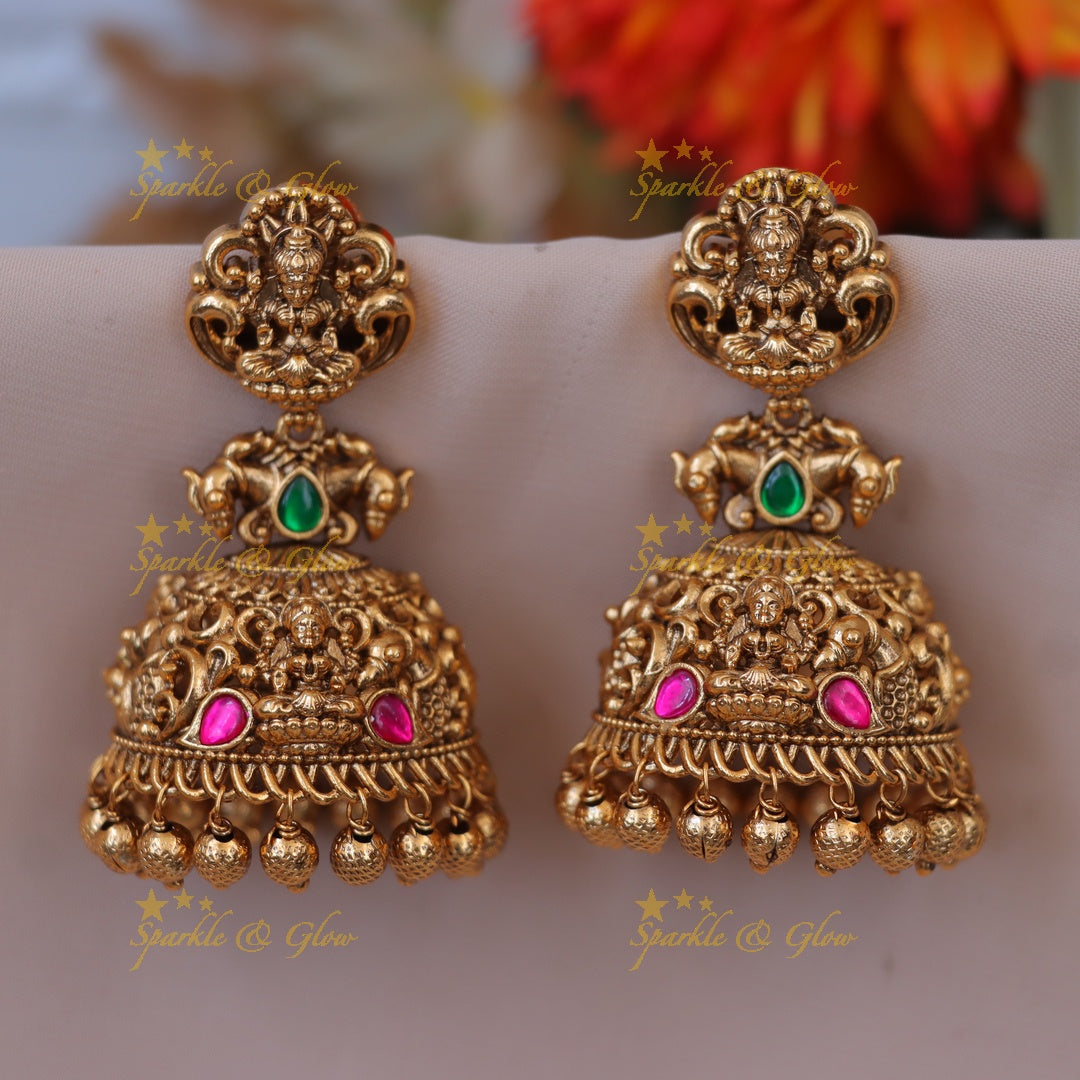 Buy Premium Lakshmi Temple Jhumka Earrings Online