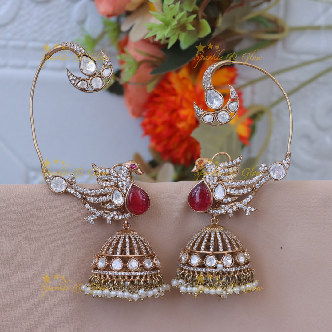Exquisite Half Moon Peacock Jhumka for Festive Elegance