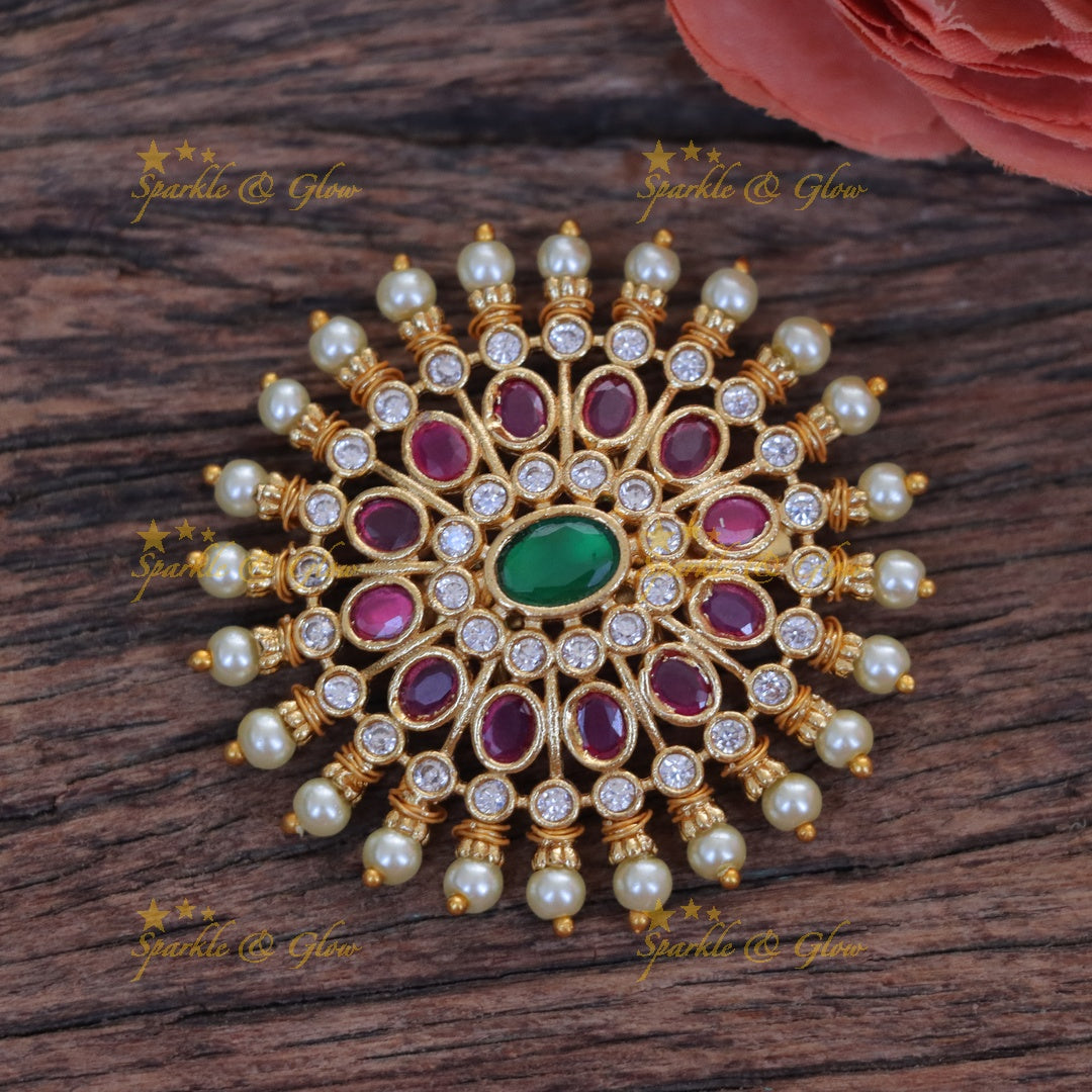 Elegant Floral Pearl Saree Pin for Weddings & Festivals
