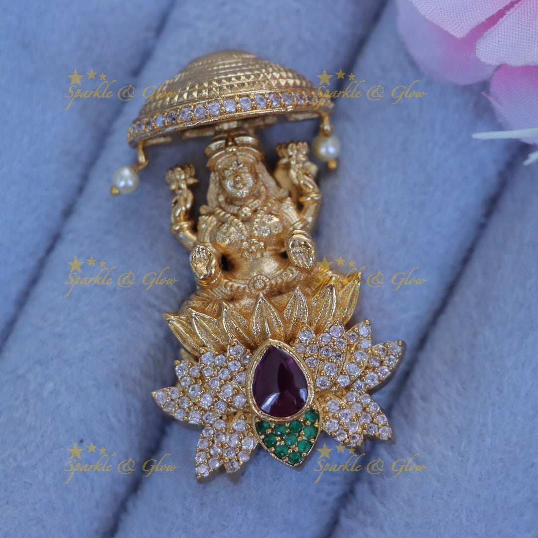 Exquisite Lakshmi Lotus Saree Pin for Festive Elegance
