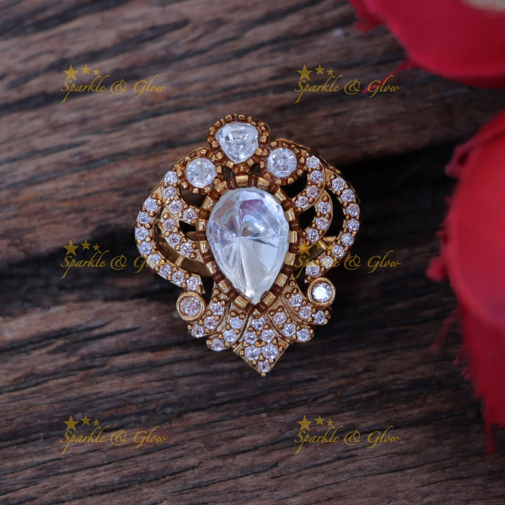Exquisite Gold Stone Pin for Sarees & Weddings