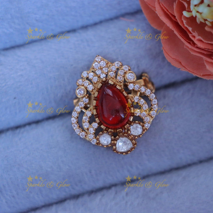 Exquisite Gold Stone Pin for Sarees & Weddings