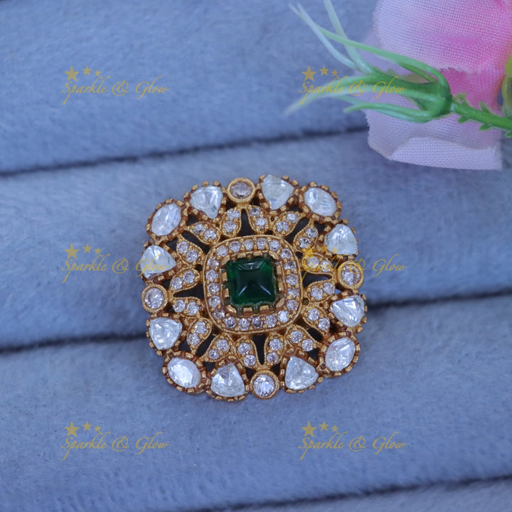 Gold Stone Saree Pin for Weddings | Sparkle & Glow