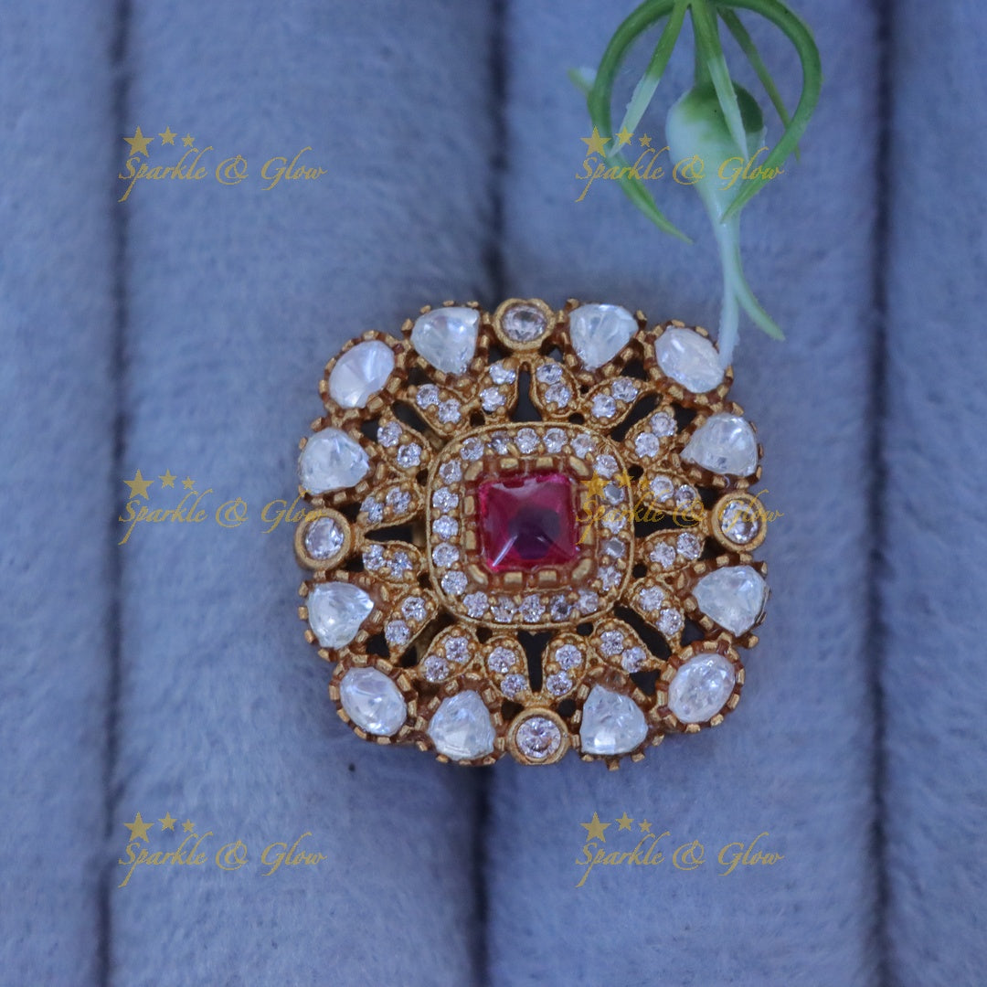 Gold Stone Saree Pin for Weddings | Sparkle & Glow