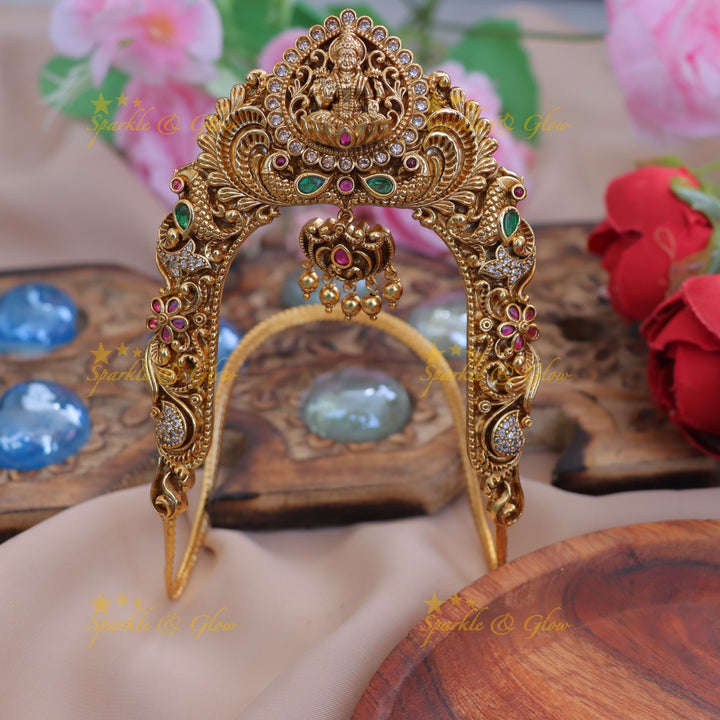 Exquisite Peacock Mango Lakshmi Vanki Bracelet - Elegance Redefined
