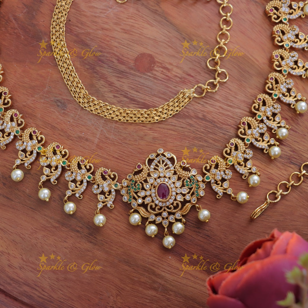 Elegant Pearl Peacock Hipchain for Your Graceful Attire