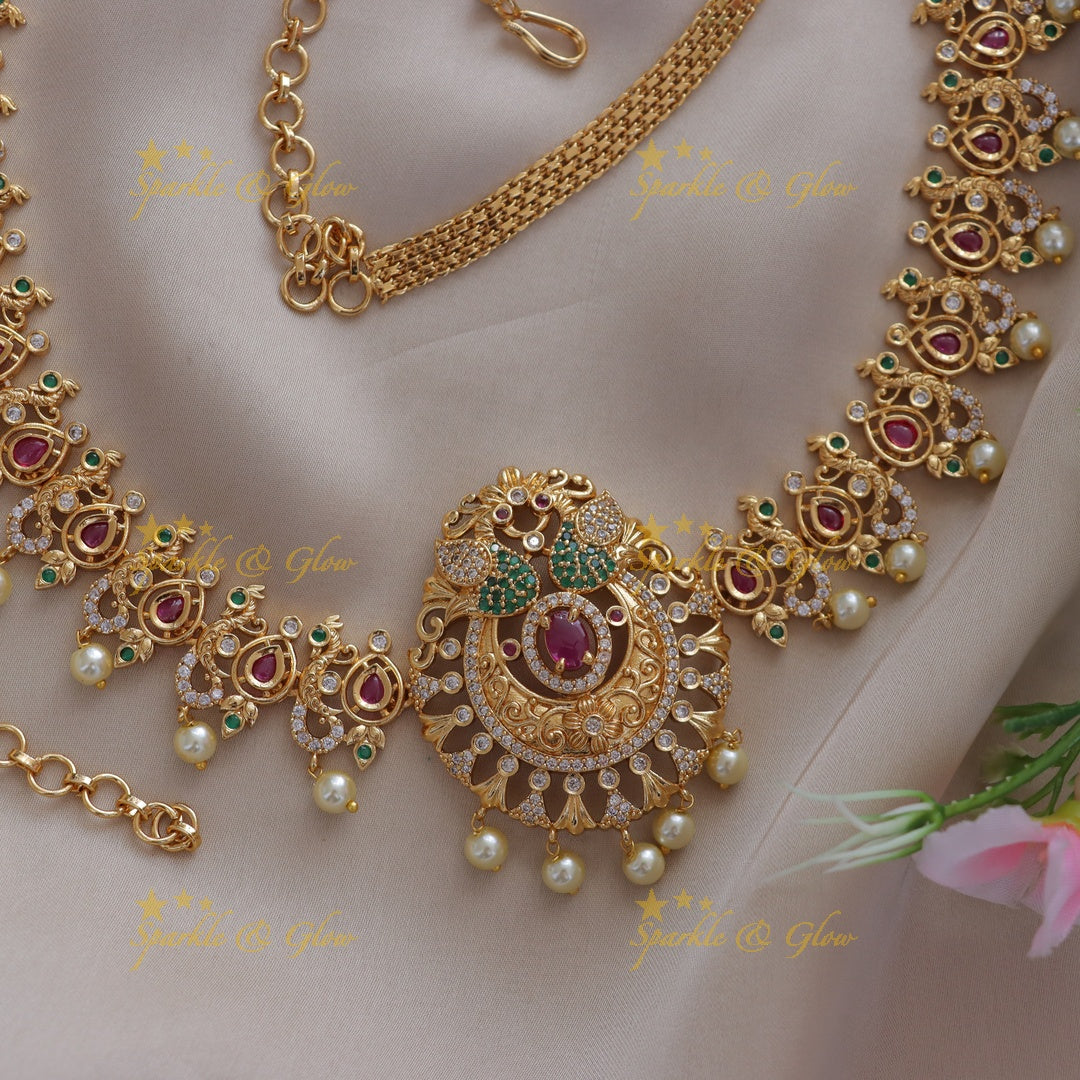 Elegant Peacock Pearl Hip Belt for Weddings & Events