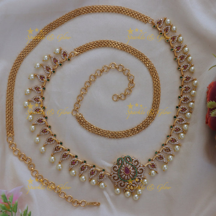 Exquisite Mango Pearl Gold Hipchain for Special Events
