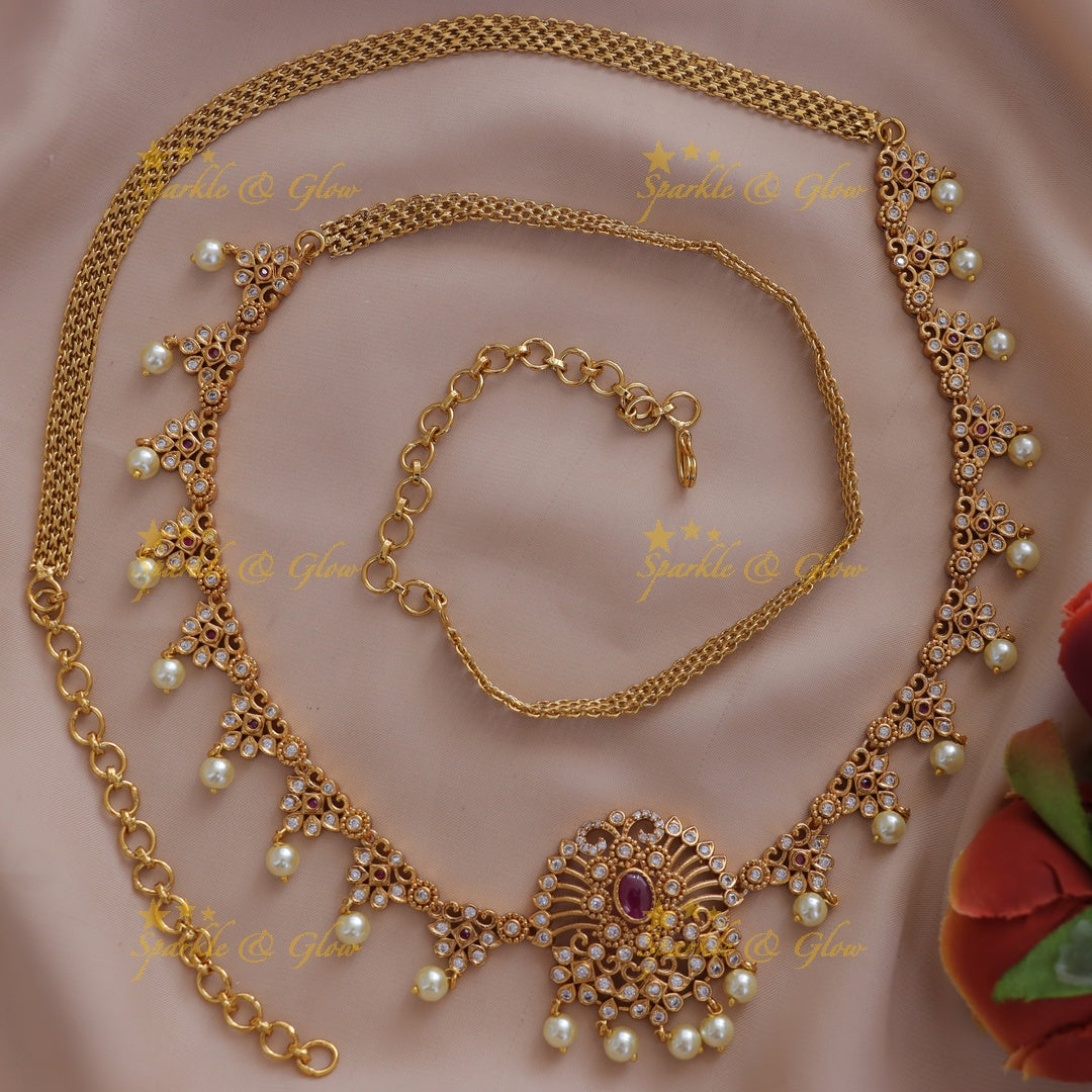 Elegant Bridal Pearl Hipchain - Exquisite Gold Look