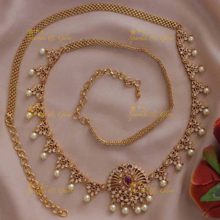 Elegant Bridal Pearl Hipchain - Exquisite Gold Look