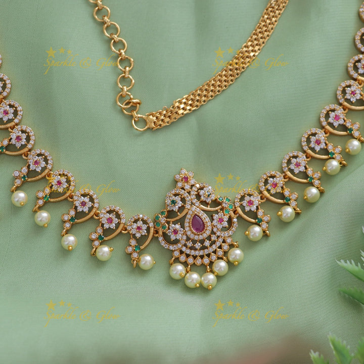 Gold Pearl Floral Hip Chain for Weddings & Festivities