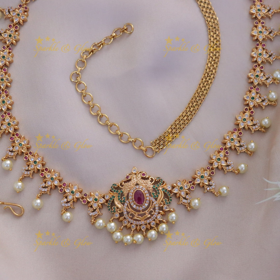 Elegant Peacock Pearl Hip Chain for Bridal Elegance