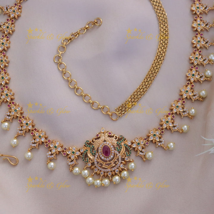 Elegant Peacock Pearl Hip Chain for Bridal Elegance