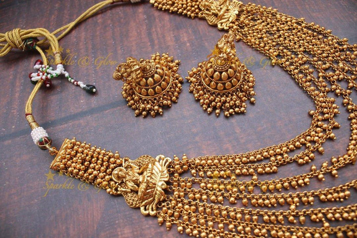 Elegant layered pearl Lakshmi haram - Sparkle and Glow
