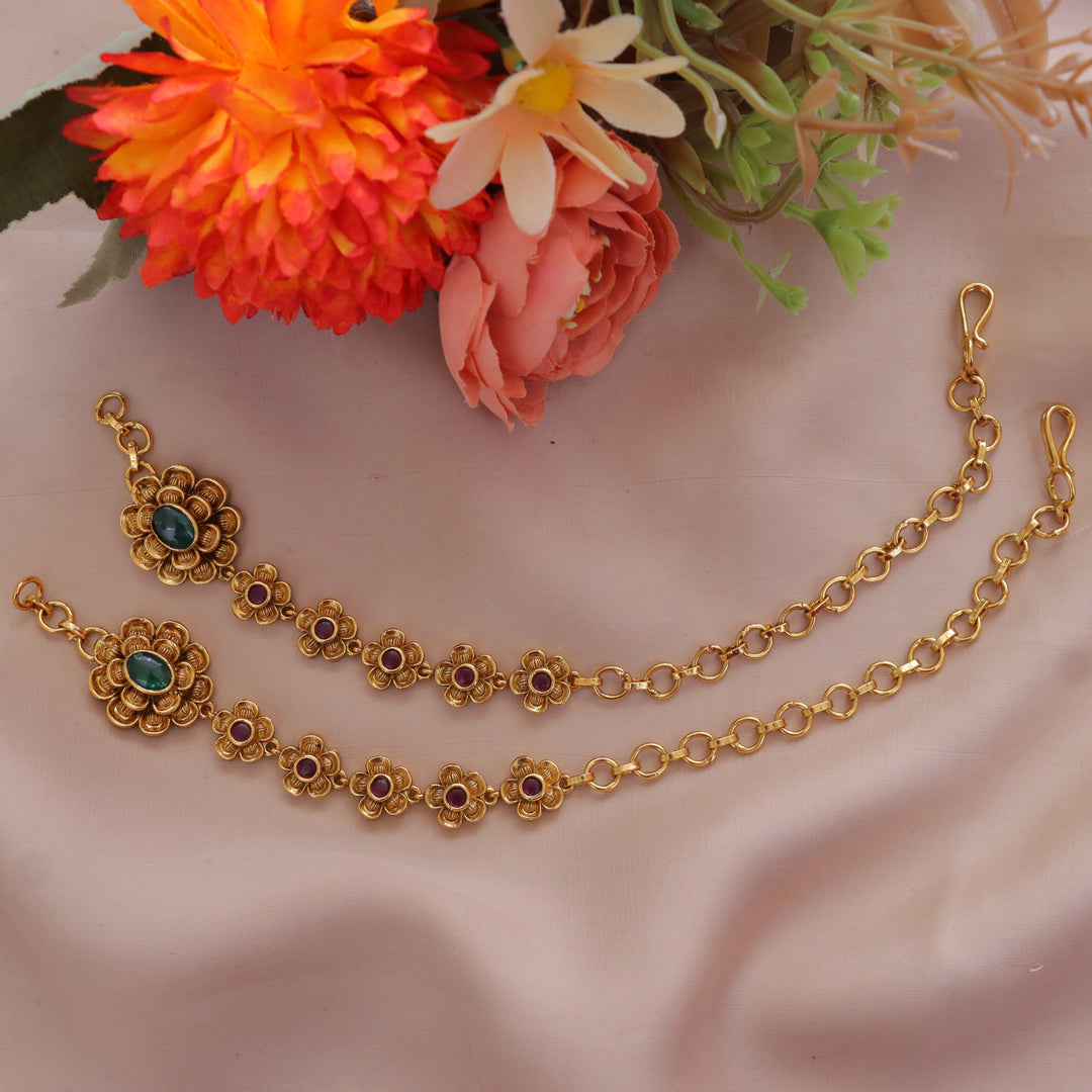 Exquisite Floral Gold Ear Chain - Perfect for Festive Glamor