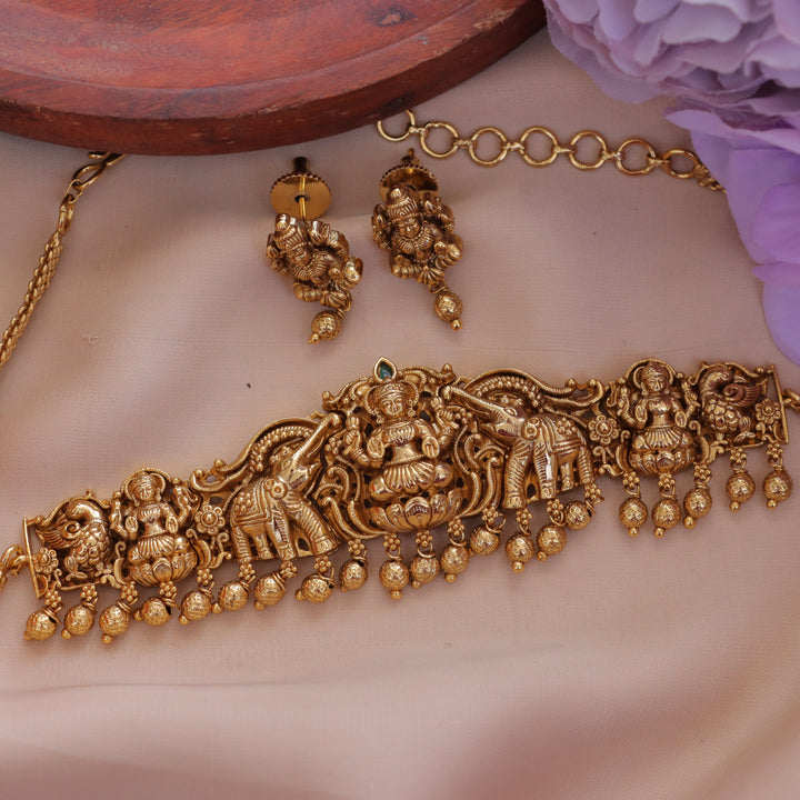 Exquisite Lakshmi Peacock & Elephant Temple Choker Set