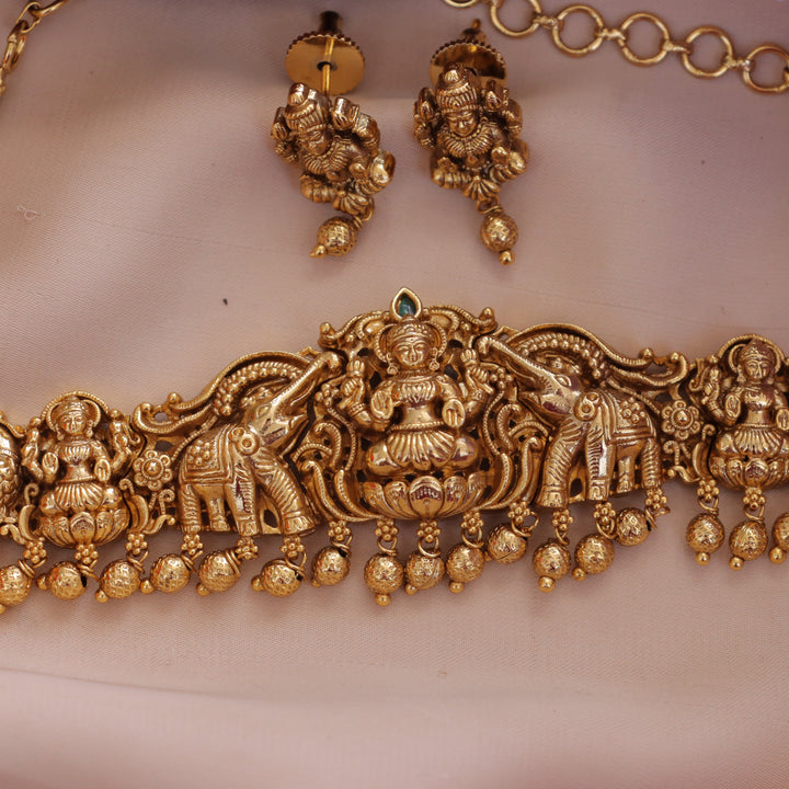 Exquisite Lakshmi Peacock & Elephant Temple Choker Set