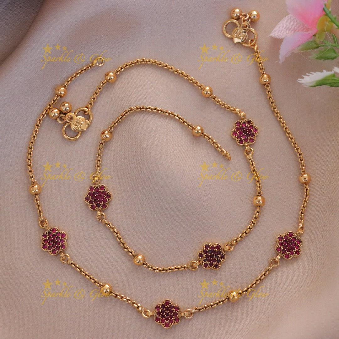 Gold Floral Anklet for Festive Celebrations