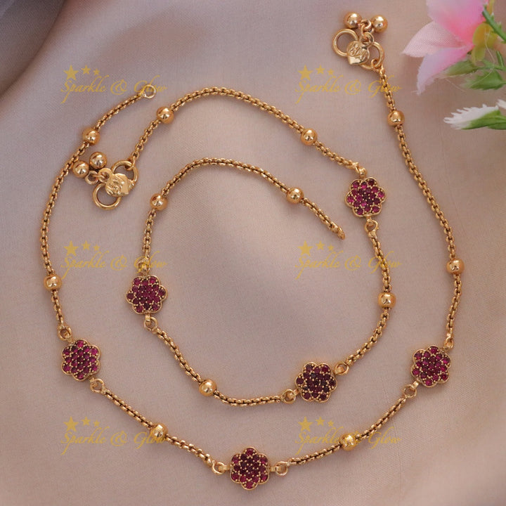Gold Floral Anklet for Festive Celebrations