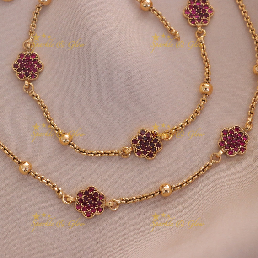 Gold Floral Anklet for Festive Celebrations