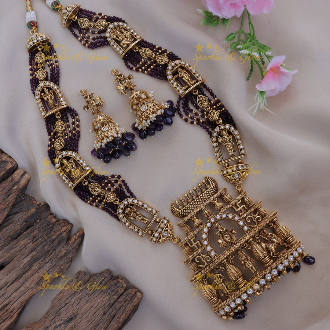 Exquisite Temple Krishna Necklace - Bridal Statement