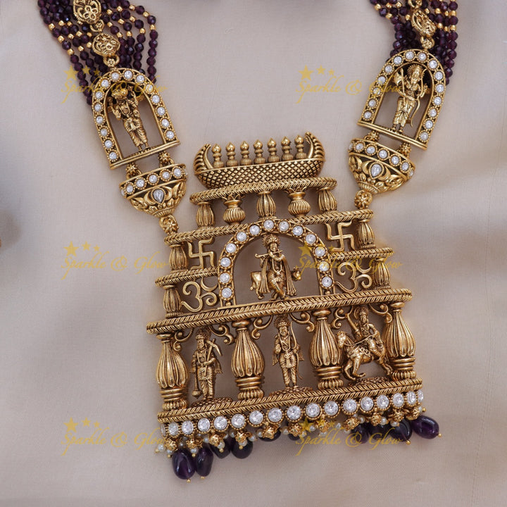 Exquisite Temple Krishna Necklace - Bridal Statement