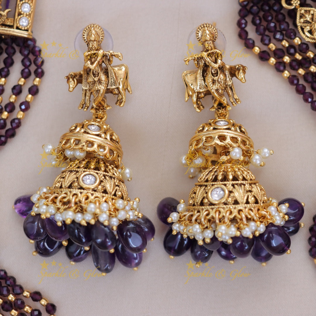 Exquisite Temple Krishna Necklace - Bridal Statement