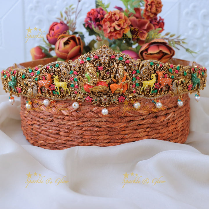 Ganesh Deer Vyas Gold Hipbelt - Festive Elegance