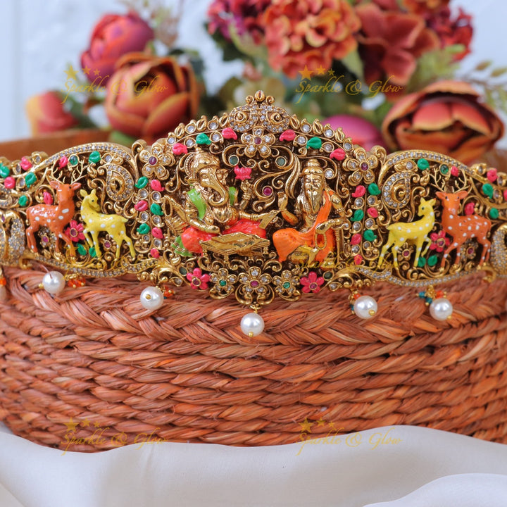 Ganesh Deer Vyas Gold Hipbelt - Festive Elegance