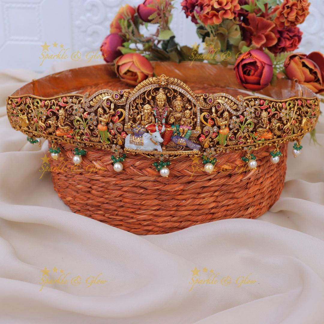 Exquisite Gold Shiv Parvati Hipbelt for Weddings